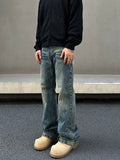 Tryess- Washed Blue Slim Denim Pants