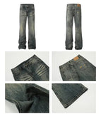 Tryess- Washed Blue Slim Denim Pants