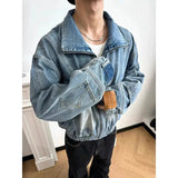 Tryess- Washed Inverted Denim Jacket & Pants