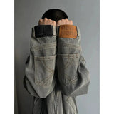 Tryess- Washed Inverted Denim Jacket & Pants