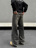 Tryess- Washed Wide-Leg Drawstring Jeans