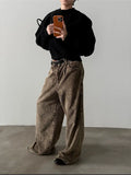 Tryess- Wide-Leg Corduroy Casual Pants