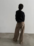 Tryess- Wide-Leg Corduroy Casual Pants