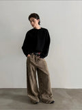 Tryess- Wide-Leg Corduroy Casual Pants