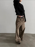 Tryess- Wide-Leg Corduroy Casual Pants