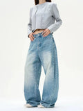 Tryess- Wide-Leg Denim Pants