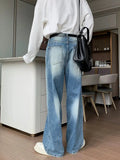 Tryess- Wide-Leg Denim Pants