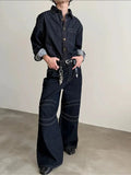 Tryess- Wide-Leg Denim Pants