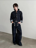 Tryess- Wide-Leg Denim Pants