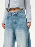 Tryess- Wide-Leg Denim Pants