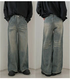 Tryess- Wide-Leg Denim Pants