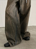 Tryess- Wide-Leg Denim Pants