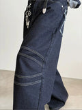 Tryess- Wide-Leg Denim Pants