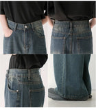 Tryess- Wide-Leg Denim Pants