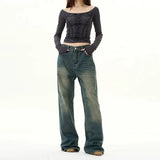 Tryess- Wide-Leg Denim Pants