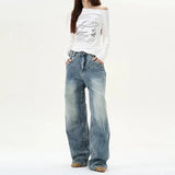 Tryess- Wide-Leg Denim Pants