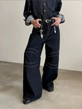 Tryess- Wide-Leg Denim Pants