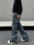 Tryess- Wide-Leg Distressed Denim Pants