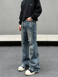 Tryess- Wide-Leg Distressed Denim Pants