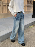 Tryess- Wide-Leg Distressed Denim Pants