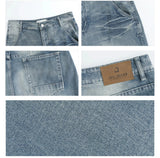 Tryess- Wide-Leg Distressed Denim Pants