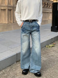 Tryess- Wide-Leg Distressed Denim Pants