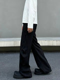 Tryess- Wide-Leg Drape Pleated Pants