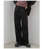 Tryess- Wide-Leg Drawstring Elastic Sweatpants