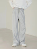 Tryess- Wide-Leg Drawstring Elastic Sweatpants