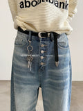 Tryess- Wide-Leg High-Waist Button-Up Jeans