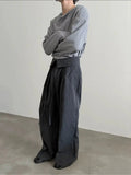 Tryess- Wide-Leg High-Waist Pants