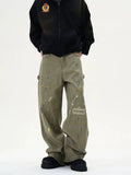 Tryess- Wide-Leg Paint-Splatter Casual Pants