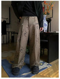 Tryess- Wide-Leg Patterned Casual Pants