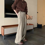 Tryess- Wide-Leg Pleated Pants