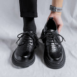 Tryess- Yanghwa Textured Faux Leather Derby Shoes