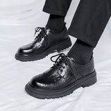 Tryess- Yanghwa Textured Faux Leather Derby Shoes