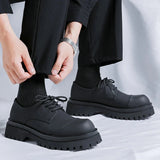 Tryess- Yangji Matt Black Toe Cap Chunky Derby Shoes