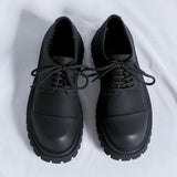 Tryess- Yangji Matt Black Toe Cap Chunky Derby Shoes