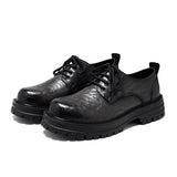 Tryess- Yeoksam Wrinkled Faux Leather Chunky Derby Shoes