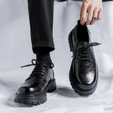 Tryess- Yeoksam Wrinkled Faux Leather Chunky Derby Shoes