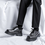 Tryess- Yeoksam Wrinkled Faux Leather Chunky Derby Shoes