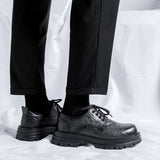 Tryess- Yeoksam Wrinkled Faux Leather Chunky Derby Shoes