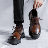 Tryess- Yeoksam Wrinkled Faux Leather Chunky Derby Shoes