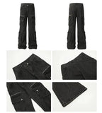 Tryess- Zipper Details Utility Cargo Jeans