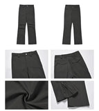 Tryess- Zipper Pleated Drape Pants