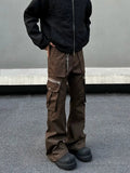 Tryess- Zipper Pockets Casual Cargo Pants