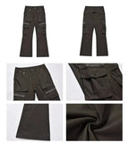 Tryess- Zipper Pockets Casual Cargo Pants