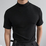 TRYESS Men's T shirt Tee Turtleneck shirt Plain Stand Collar Street Holiday Short Sleeve Clothing Apparel Fashion Casual Comfortable