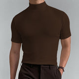 TRYESS Men's T shirt Tee Turtleneck shirt Plain Stand Collar Street Holiday Short Sleeve Clothing Apparel Fashion Casual Comfortable