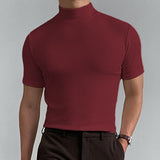 TRYESS Men's T shirt Tee Turtleneck shirt Plain Stand Collar Street Holiday Short Sleeve Clothing Apparel Fashion Casual Comfortable